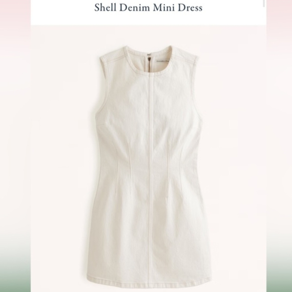 Abercrombie & Fitch Cream Sleeveless Shell Denim Mini Dress